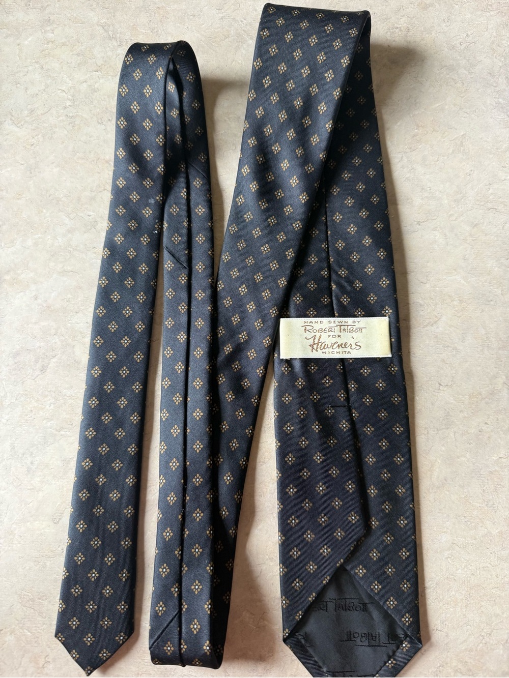 Vintage Robert Talbott Navy Hand Sewn Silk Necktie - Made in England